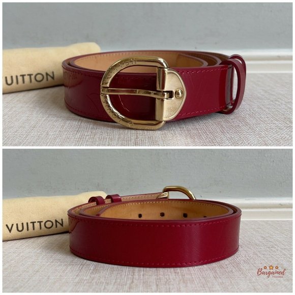 Authentic Louis Vuitton Pomme D'Amour Monogram Vernis LV Frame Belt Size 80/32 - Picture 5 of 13